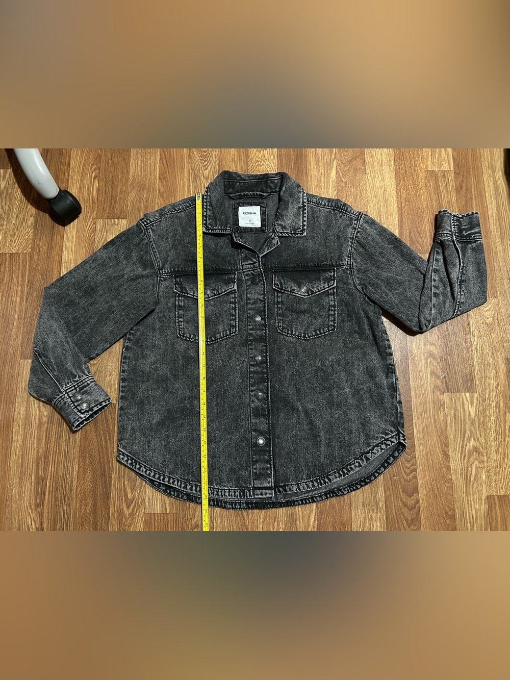 NWOT Sonoma Women's Black Denim Button-Up Shirt Long Sleeve Size S